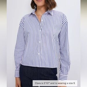 Blue Stripe Cropped Jasper Button Down